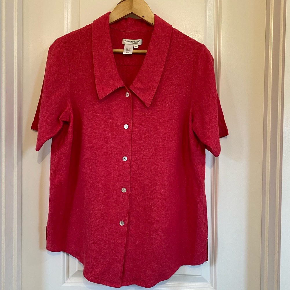 Coldwater Creek linen-blend blouse, size medium
